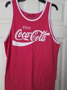 Coca-Cola White Logo Pink-Red Ringer Tank